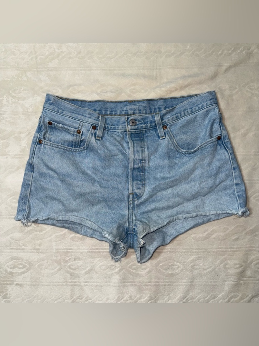 Levi's 501 Light Blue Denim Jeans with Leather Patch